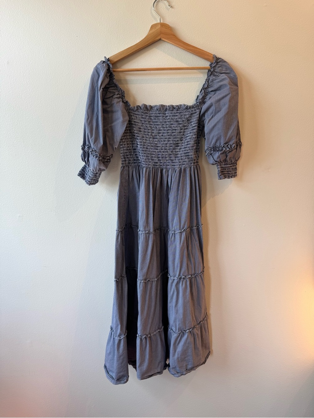Hill House Slate Blue Smocked Maxi Dress with Puff Sleeves - Picture 3 of 5
